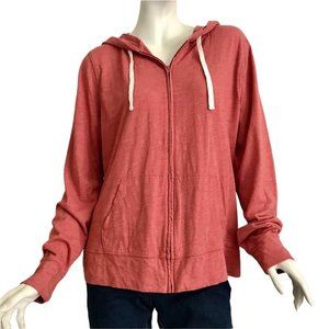 Womens Old Navy Full Zip Up Hoodie Pockets Orange Lightweight Fabric - Large